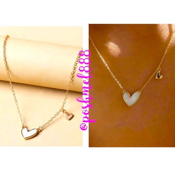 Ultra Dainty Delicate Valentine Enamel Hearts Necklace White & Gold - Picture 2 of 10